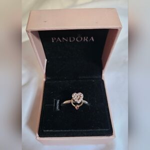 Pandora Retired/Rare Rhodolite Pink Cz Heart SS & 14K Gold Ring✨️ Size 50